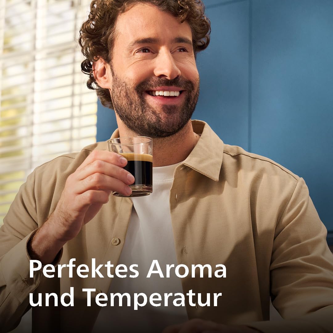 Philips Serie 5500 Kaffeevollautomat – LatteGo Milchsystem, 20 heiße und kalte Kaffeespezialitäten, 40% leiser mit SilentBrew, Schwarz/Grau (EP5544/50)