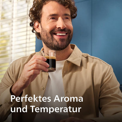 Philips Serie 5500 Kaffeevollautomat – LatteGo Milchsystem, 20 heiße und kalte Kaffeespezialitäten, 40% leiser mit SilentBrew, Schwarz/Grau (EP5544/50)