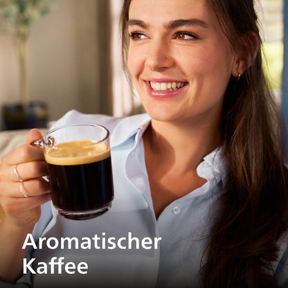 Philips Serie 5500 Kaffeevollautomat – LatteGo Milchsystem, 20 heiße und kalte Kaffeespezialitäten, 40% leiser mit SilentBrew, Schwarz/Grau (EP5544/50)